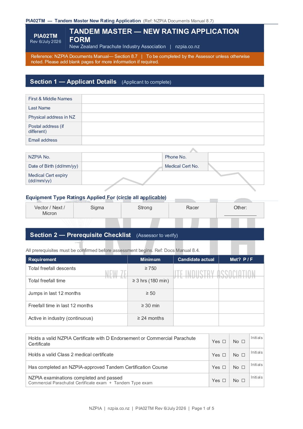 Tandem Master Rating Application