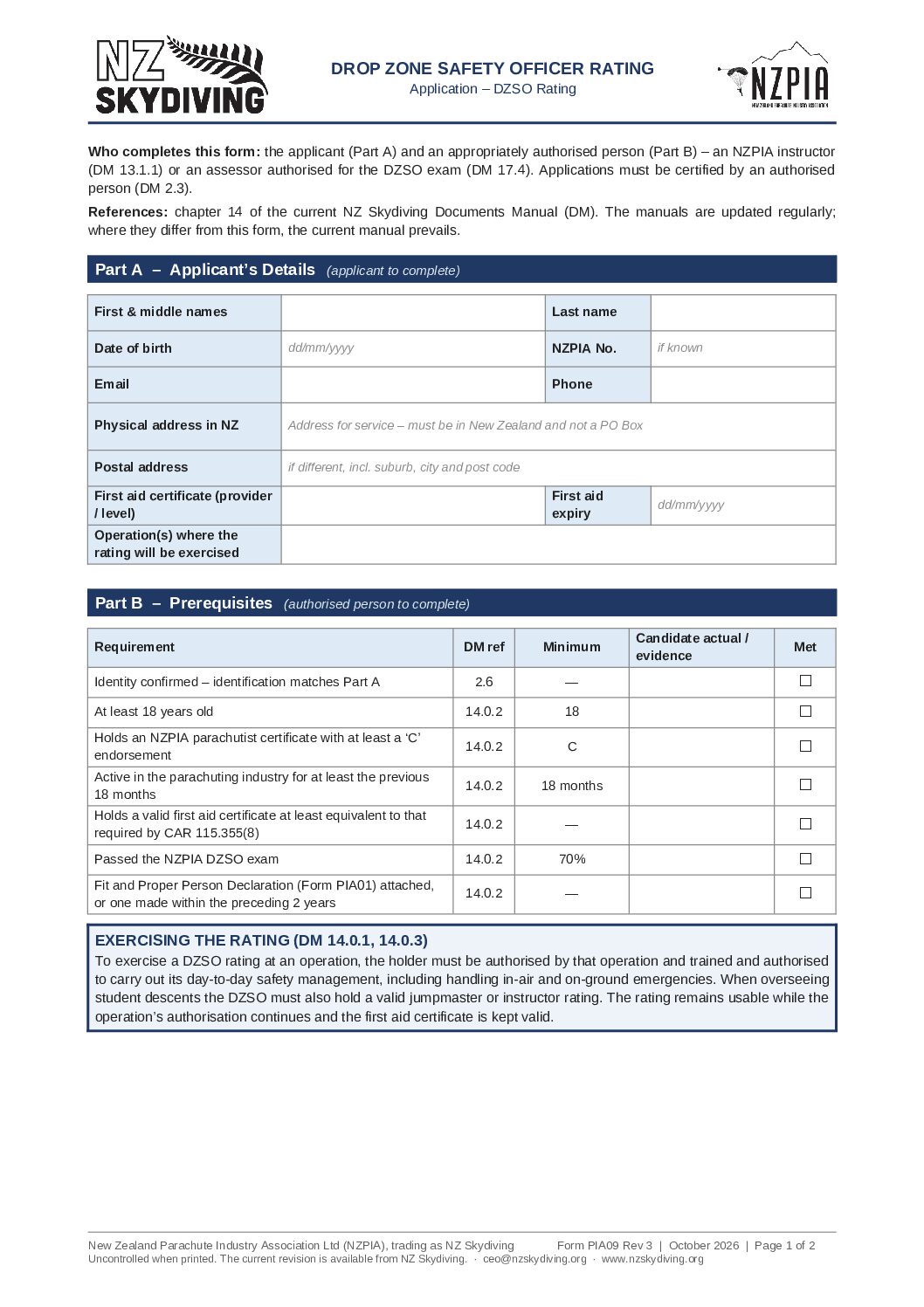 DZSO Rating Application